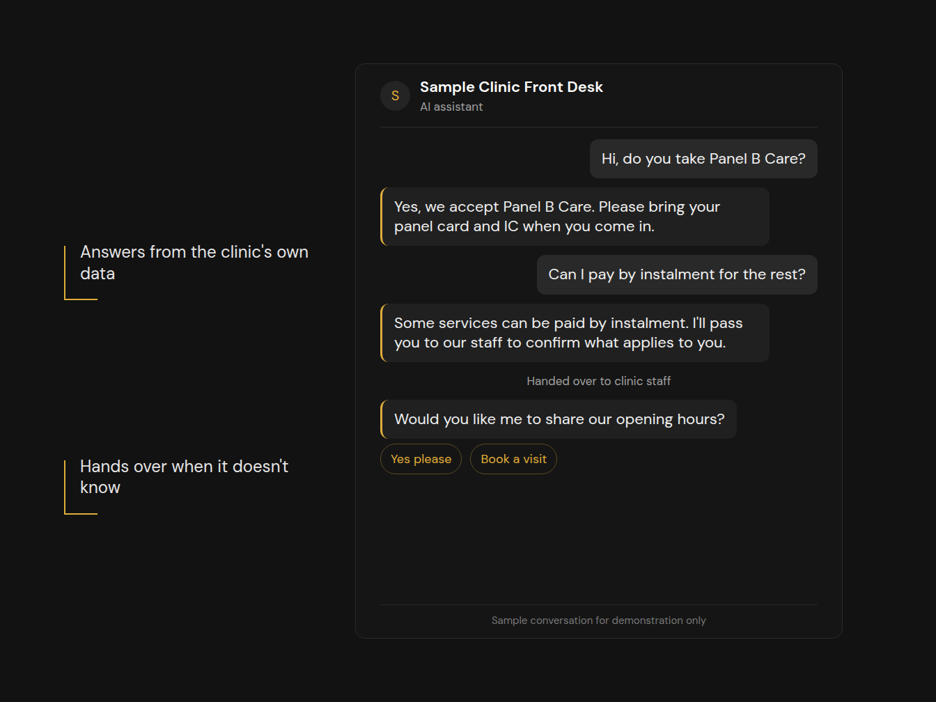AI Front Desk chat